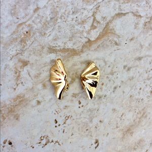 Monet-Gold Tone Asymmetrical Fan Clip-On’s